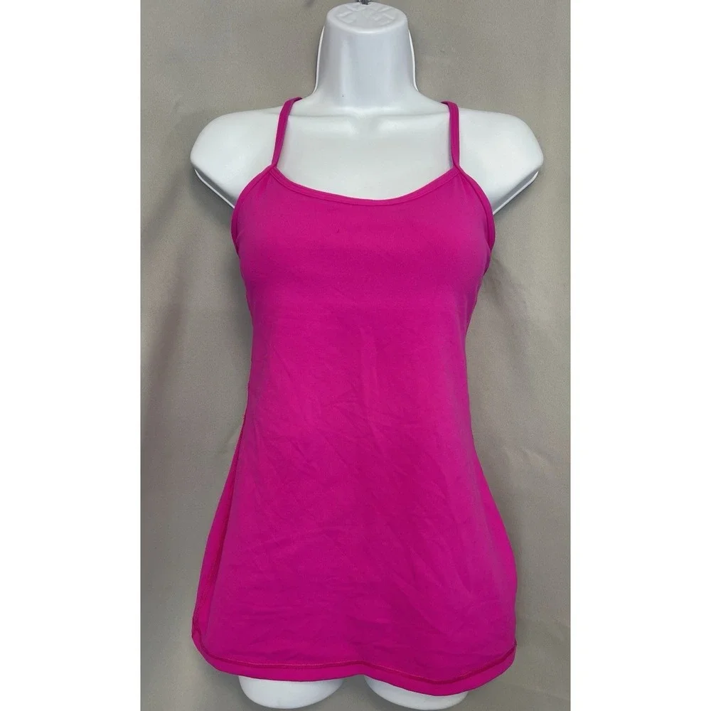 Lululemon Womens Pink Tank‎ Top Sleeveless Racerback Strap sports bra Size-6